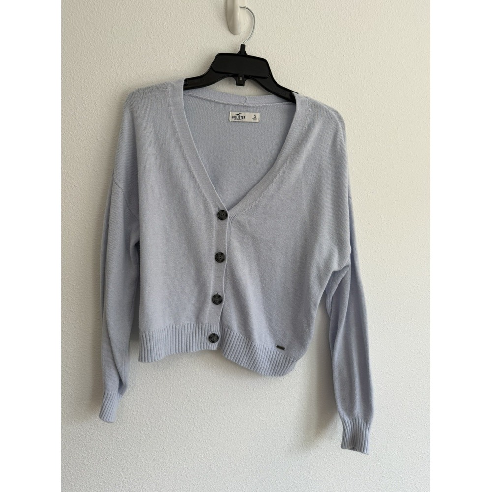 Hollister Baby Blue Slouchy Grandpa Cardigan Sweater Small Womens Blue